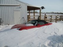 The car's buried