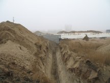 Digging the water trench to the hydrant