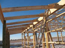 Getting the lean-to joists up