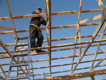 Working on the north roof purlins