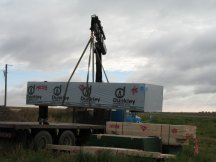 Subfloor arrives and is unloaded