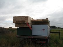 Subfloor arrives and is unloaded