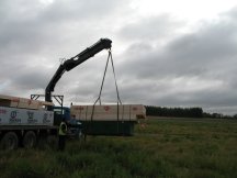 Subfloor arrives and is unloaded