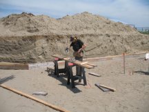 Tracy works on a footing section