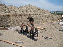 Tracy works on a footing section