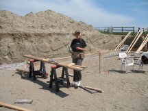 Tracy works on a footing section