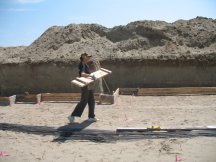 Tracy works on a footing section