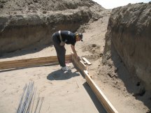 Tracy works on a footing section