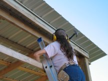 Tracy working on the trim