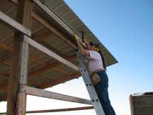 Tracy working on the trim