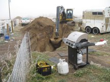 Trenching water from the barn to the house