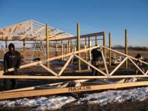 Taking a truss from the pile