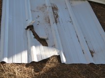 Wind rips apart the siding.