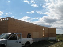 Finishing sheathing the garage