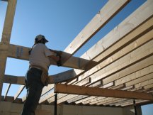 Working on the joists at the back of the stairs