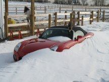 The car's buried