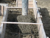 Starting to pour concrete