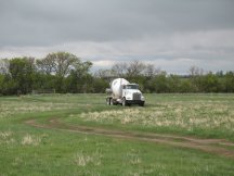 First concrete truck arrives
