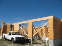 Finishing sheathing the garage