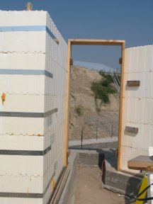 The door frame for the garage