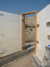 The door frame for the garage