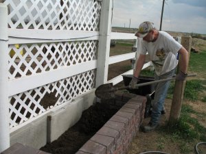 Filling the garden with dirt