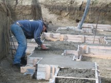 Starting to level the concrete