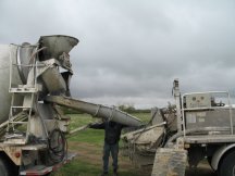 Setting up to put concrete in the pump