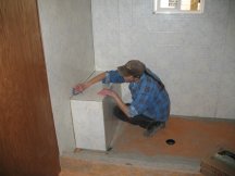 Working on the shower bench