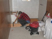 Working on the base of the shower