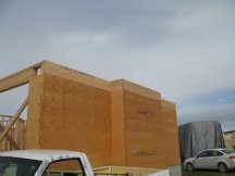 Finishing sheathing the garage