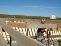 Starting the joists around the stairs