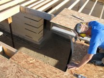Starting to put the subfloor around the stairs
