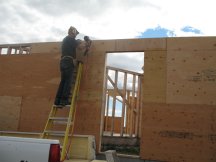 Finishing sheathing the garage