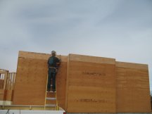 Finishing sheathing the garage