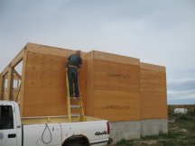 Finishing sheathing the garage