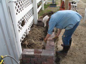 Tracy laying blocks