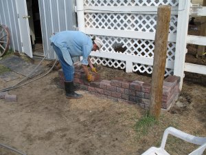 Tracy laying blocks