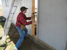 Tracy working around the horse door